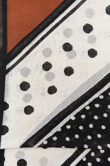 PRINTED COTTON SCARF - Brown by Zara - Image 2