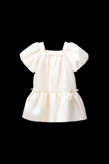 Zara SATIN DRESS WITH BOWS - Ecru - Image 0