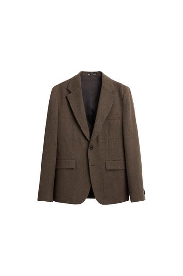 TEXTURED HERRINGBONE BLAZER