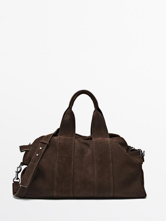 Suede leather travel bag