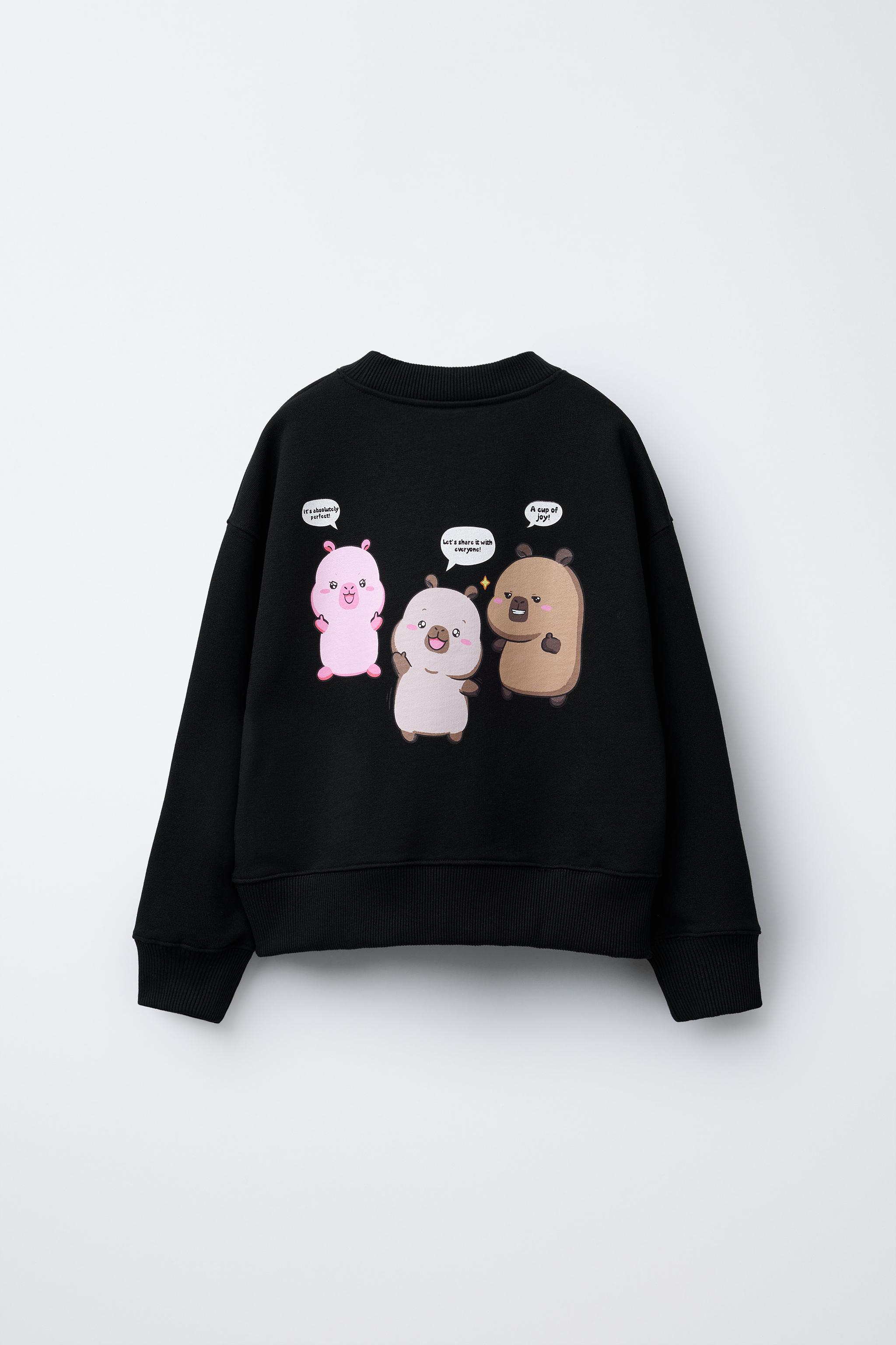 ★ZARA★ PRINTED QUARTER ZIP SWEATSHIRT TEXT QUARTER ZIP SWEATSHIRT - Brown | ZARA United States