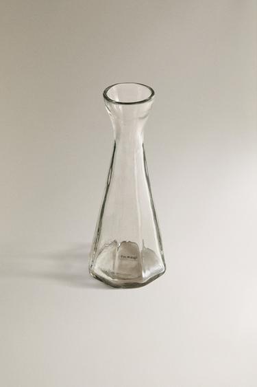 FACETED NARROW GLASS VASE - Greenish by Zara - Image 1