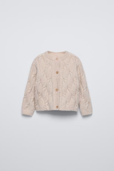 CABLE-KNIT CARDIGAN - Ecru by Zara - Image 0