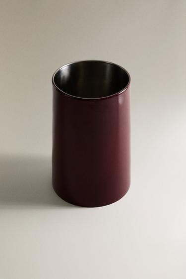 CYLINDRICAL METAL WASTEPAPER BASKET - Burgundy by Zara - Image 1
