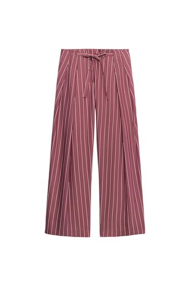 PANTALÓN RAYAS PLIEGUES - Burdeos de Zara