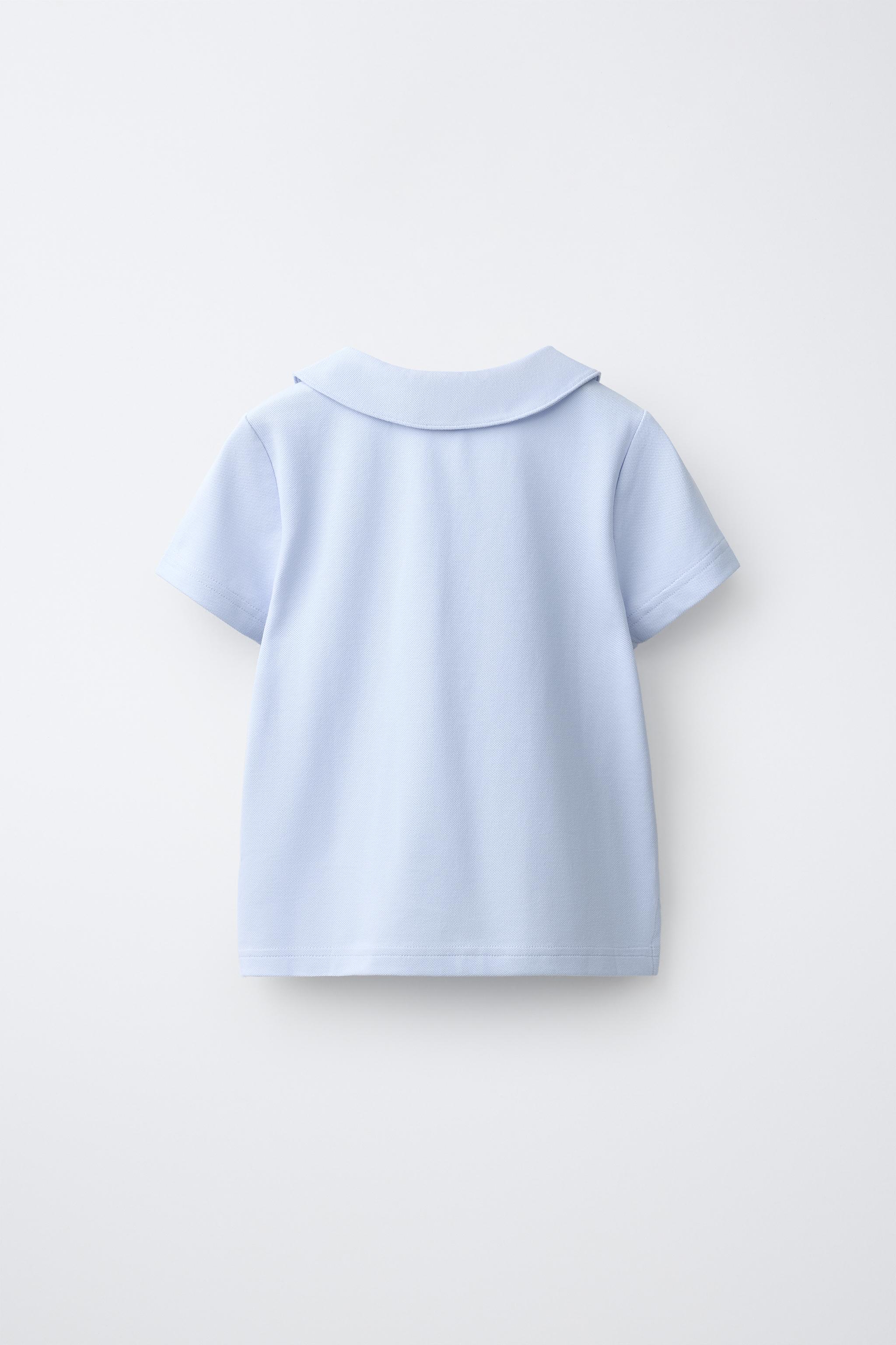 PETER PAN COLLAR PIQUÉ POLO — Blue (alternate view)
