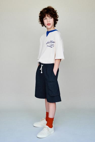 Zara TERRYCLOTH SHORTS - Navy blue