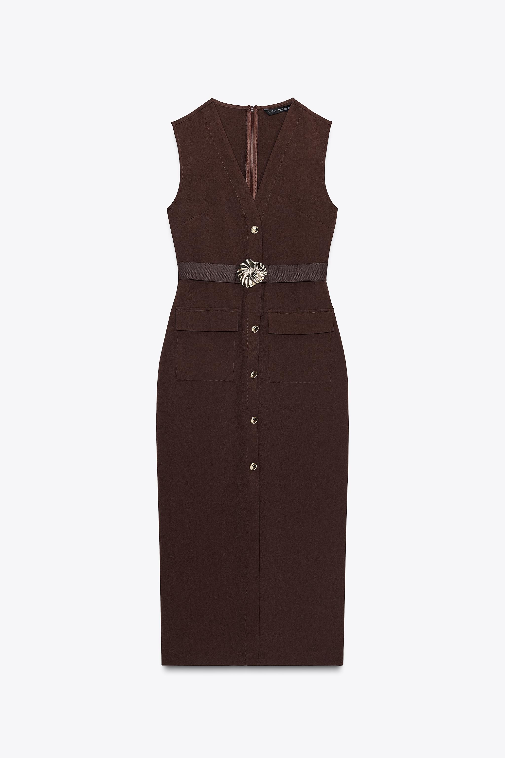 ROBE MIDI EN CRÊPE AVEC CEINTURE