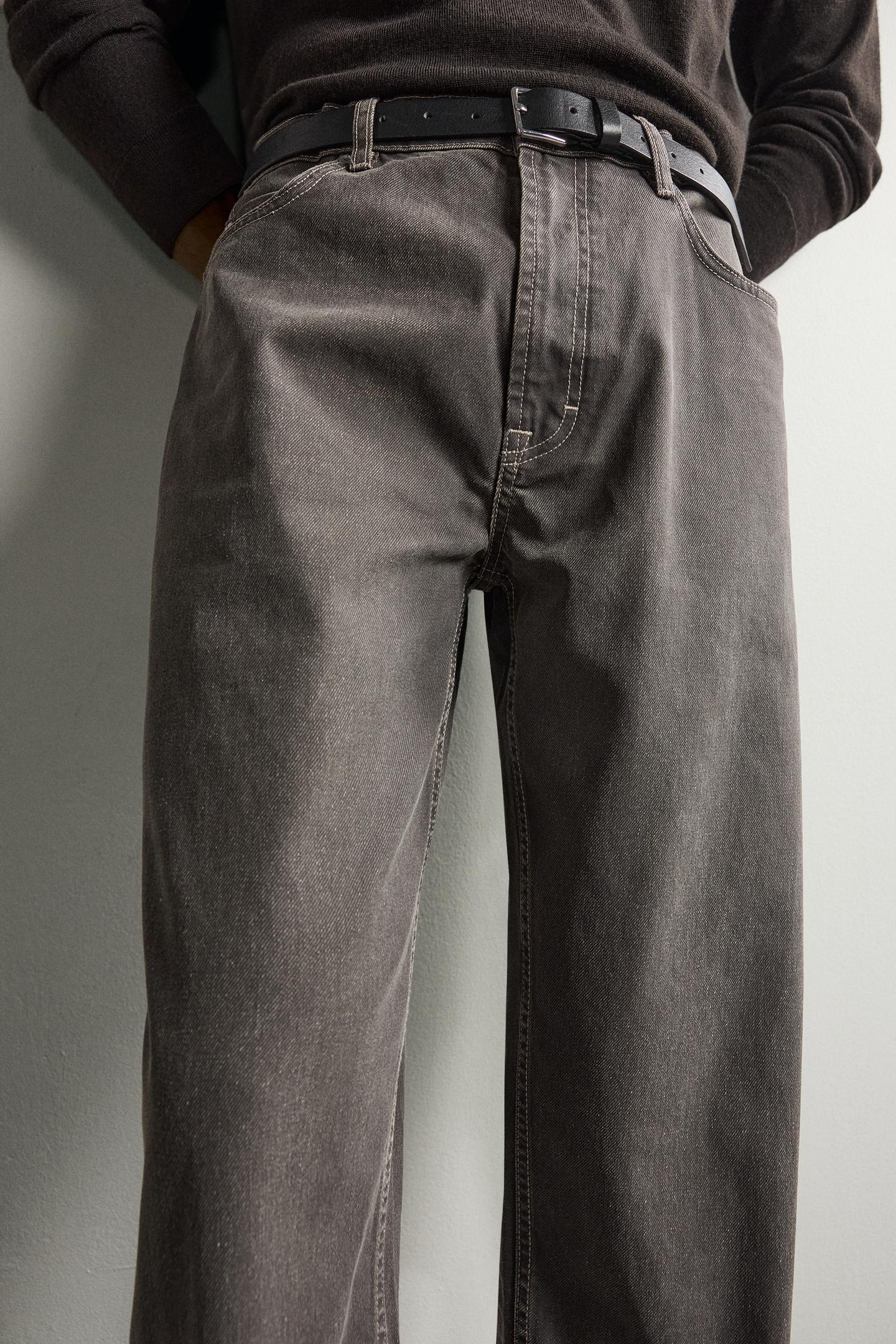 Мужские брюки Zara Straight Fit, цвет: Коричневый — фото 5