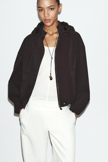 BLOUSON ENGOMMÉ CAPUCHE - Marron de Zara - Image 3
