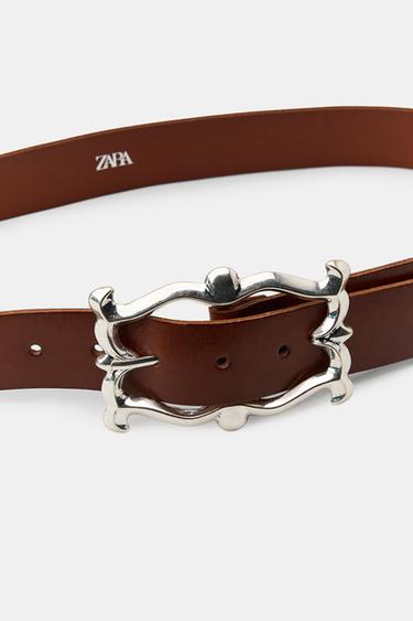 CEINTURE EN CUIR 100% BOUCLE ORGANIQUE - Marron de Zara - Image 2