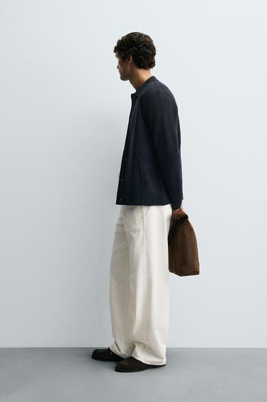 TEXTURED CARDIGAN WITH POCKETS - Navy blue by Zara - Image 3