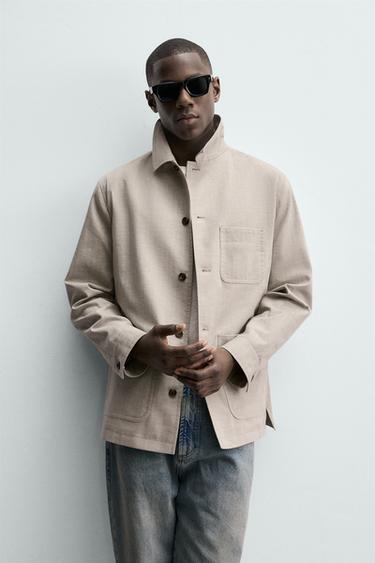 REGULAR FIT HERRINGBONE TEXTURED JACKET - Beige by Zara - Image 6