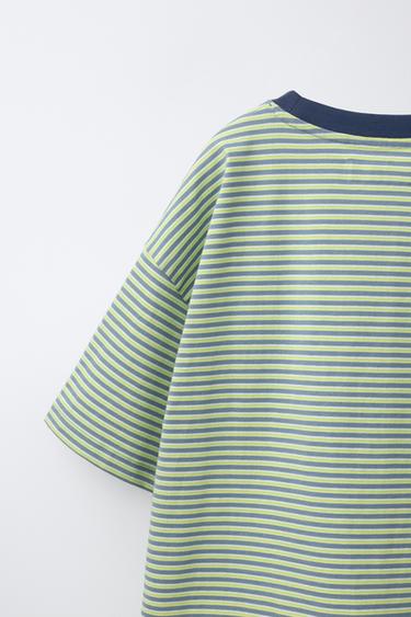 T-SHIRT HEAVY WEIGHT RAYÉ - Raie verte de Zara - Image 3