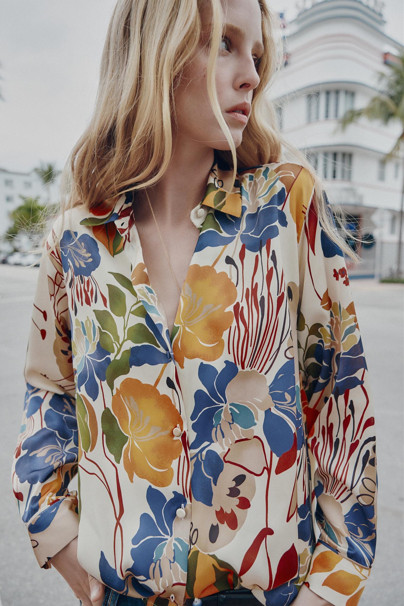 PRINTED SATIN EFFECT BLOUSE