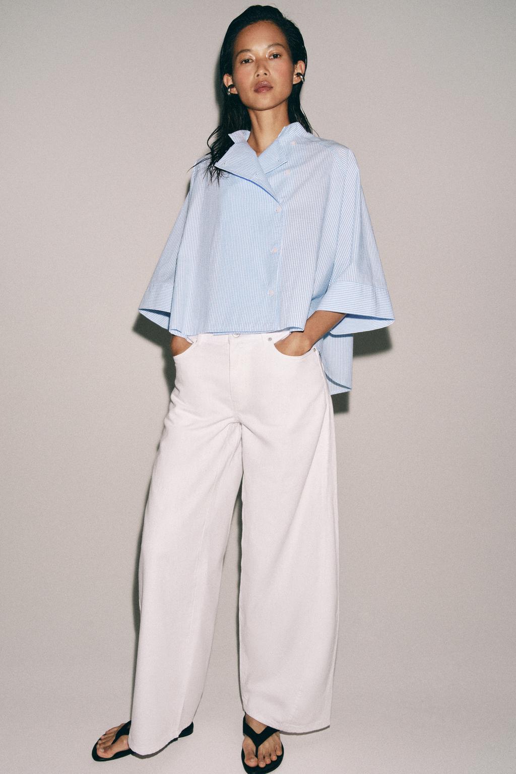 ZW COLLECTION ASYMMETRIC STRIPED SHIRT