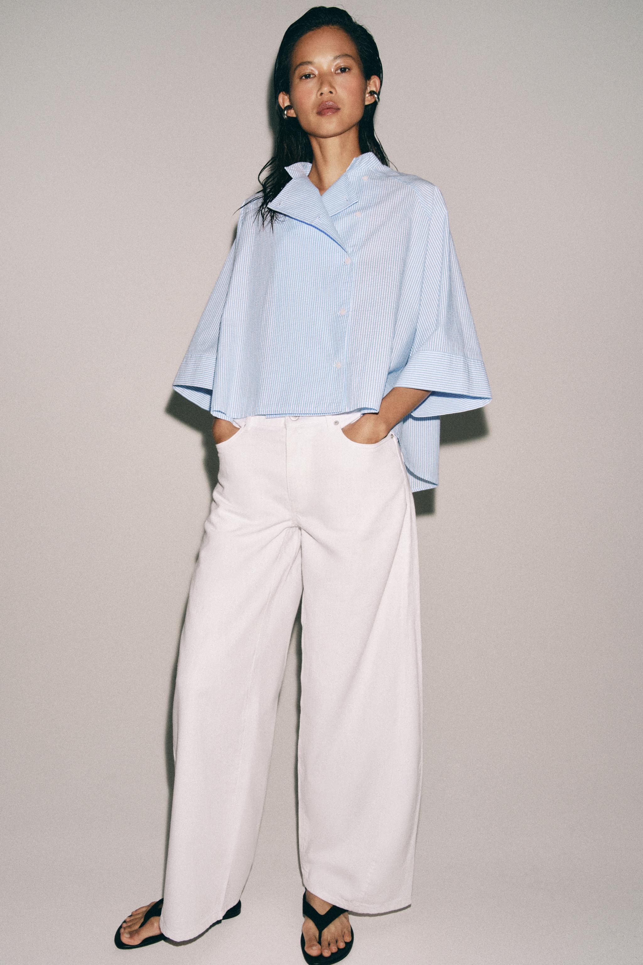 ZW COLLECTION ASYMMETRIC STRIPED SHIRT