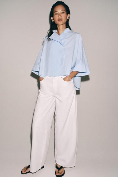 ASYMMETRIC STRIPED SHIRT ZW COLLECTION - Blue/White by Zara