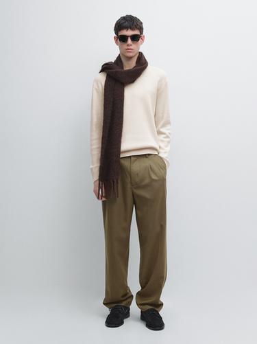 Jersey punto cuello redondo algodón - Barquillo de Zara