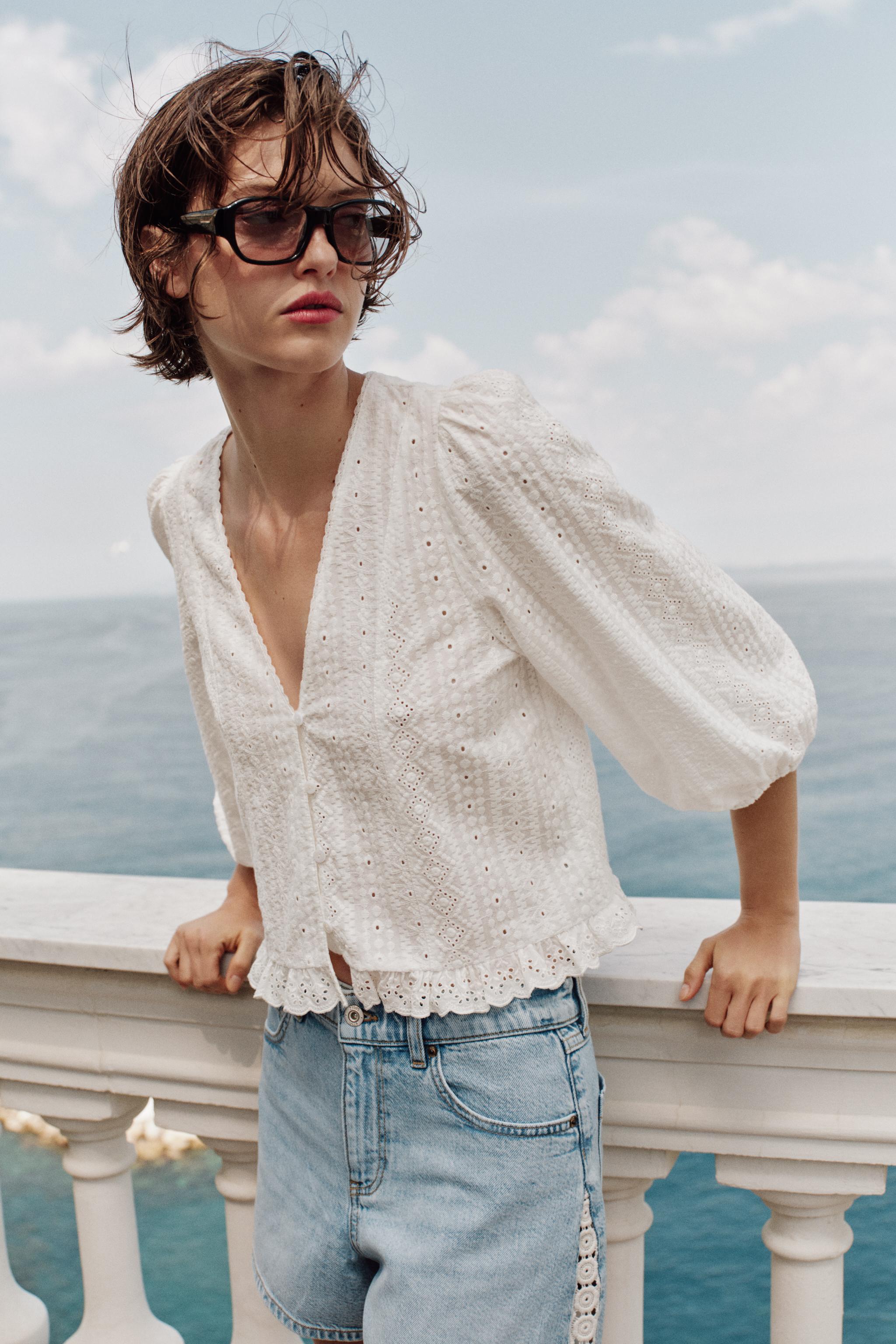 BLOUSE À BRODERIES AJOURÉES