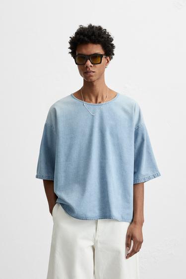 FADED DENIM T-SHIRT - Light blue by Zara