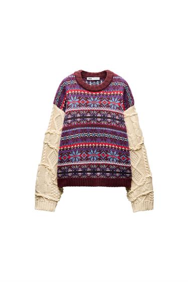 CONTRASTING KNIT JACQUARD SWEATER