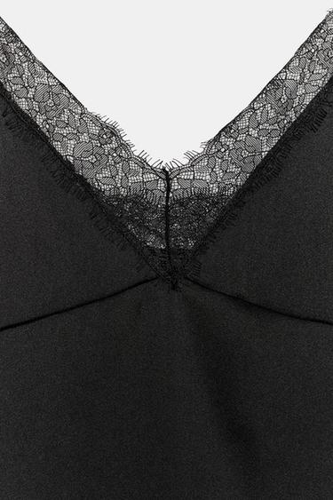 SATIN TOP WITH LACE - Black by Zara - Image 8