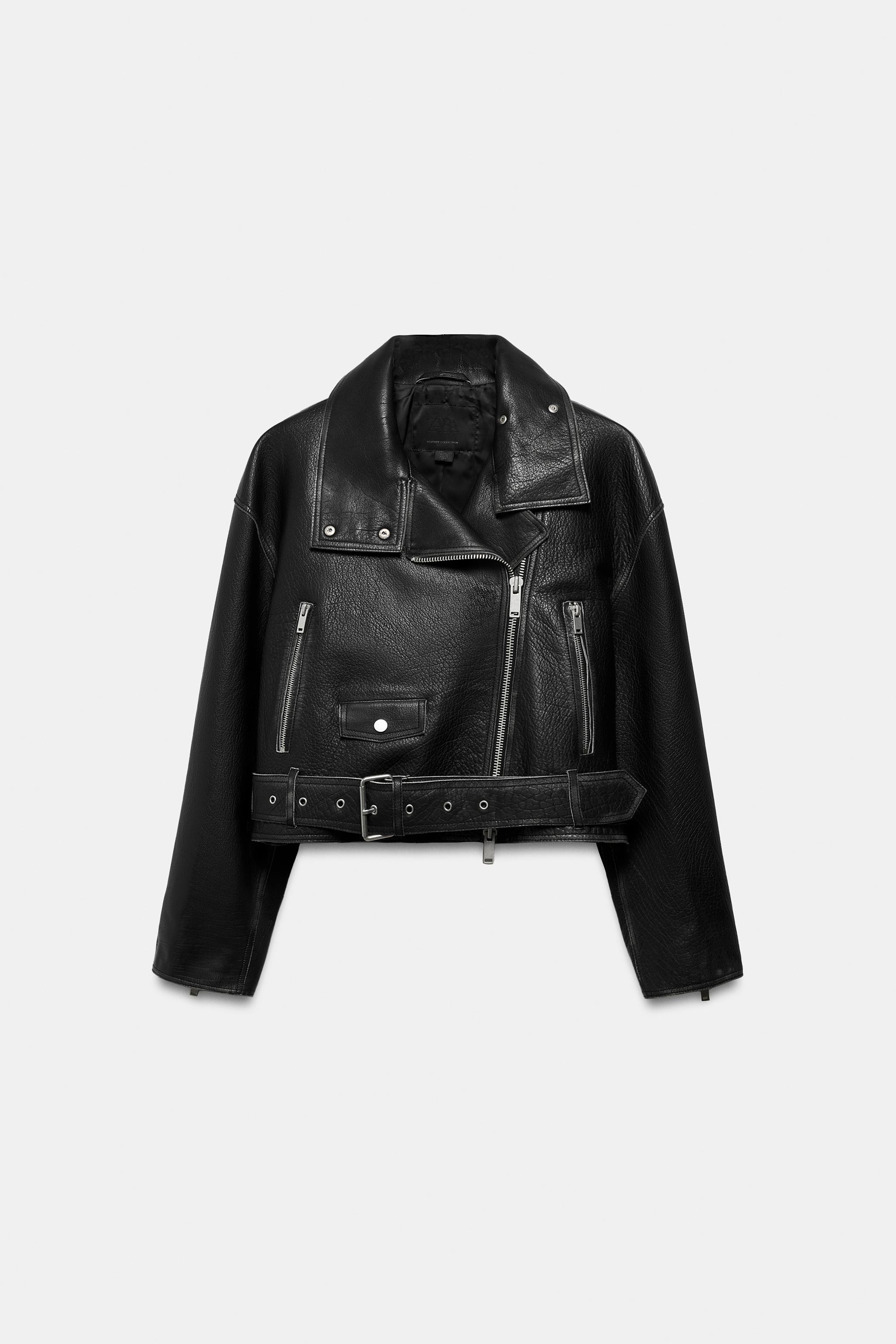 LEATHER BIKER JACKET ZW COLLECTION LIMITED EDITION - Black | ZARA
