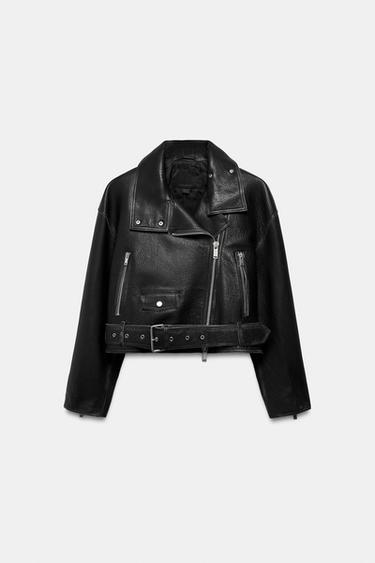 CHAQUETA BIKER PIEL ZW COLLECTION LIMITED EDITION - Negro de Zara