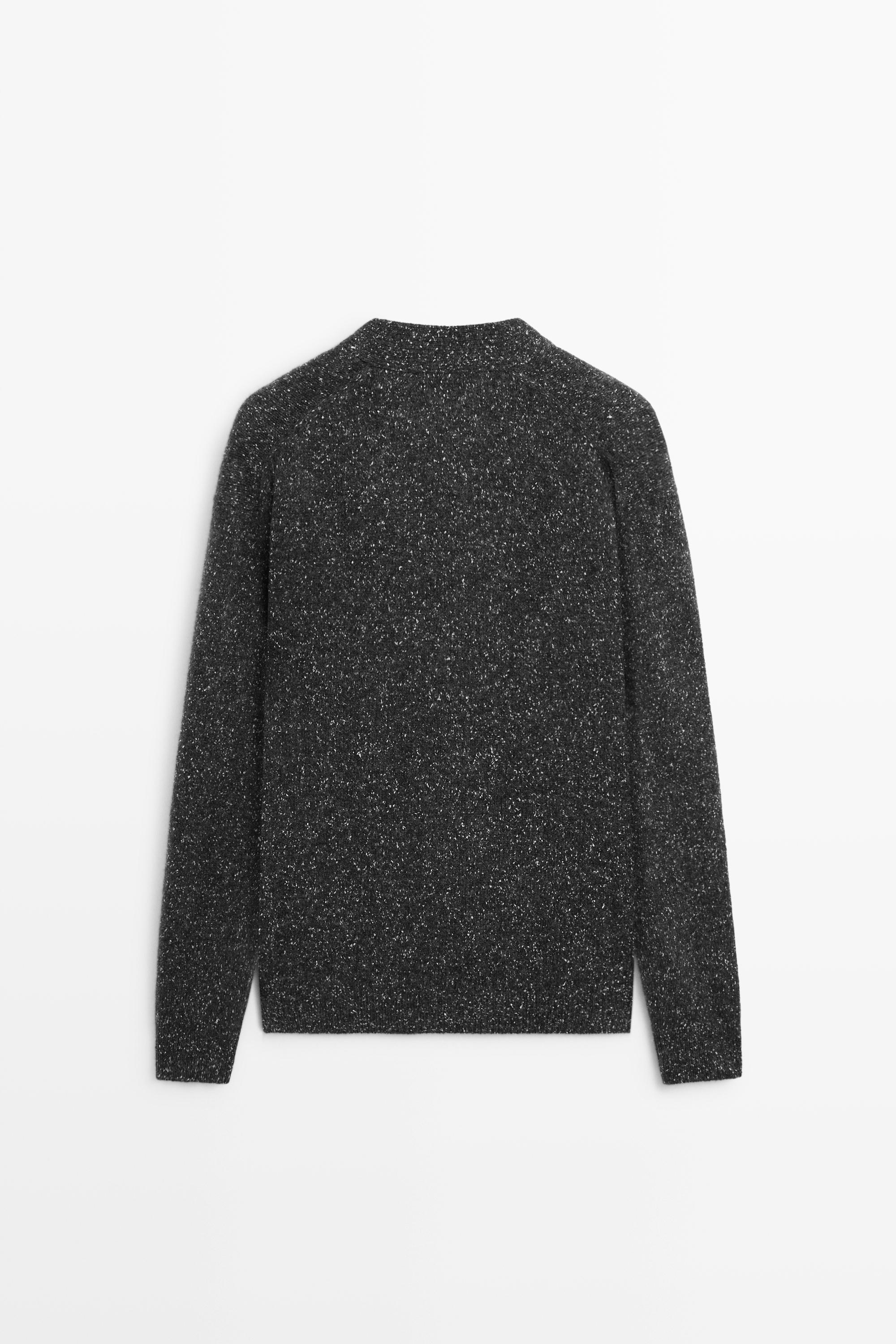 Marled knit cardigan with wool