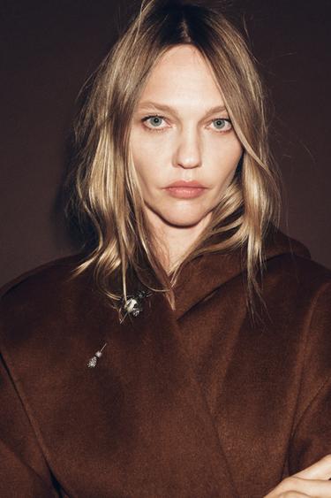 ДОВГЕ ПАЛЬТО З ПАСКОМ ТА ВОВНОЮ ZW COLLECTION LIMITED EDITION - Коричневий Zara