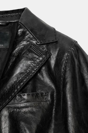 FITTED LEATHER BLAZER - Black by Zara - Image 5