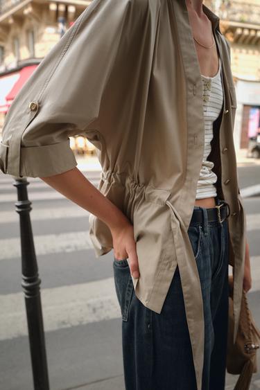 قميص سفاري بوبلين - رمل الخاص بـ Zara