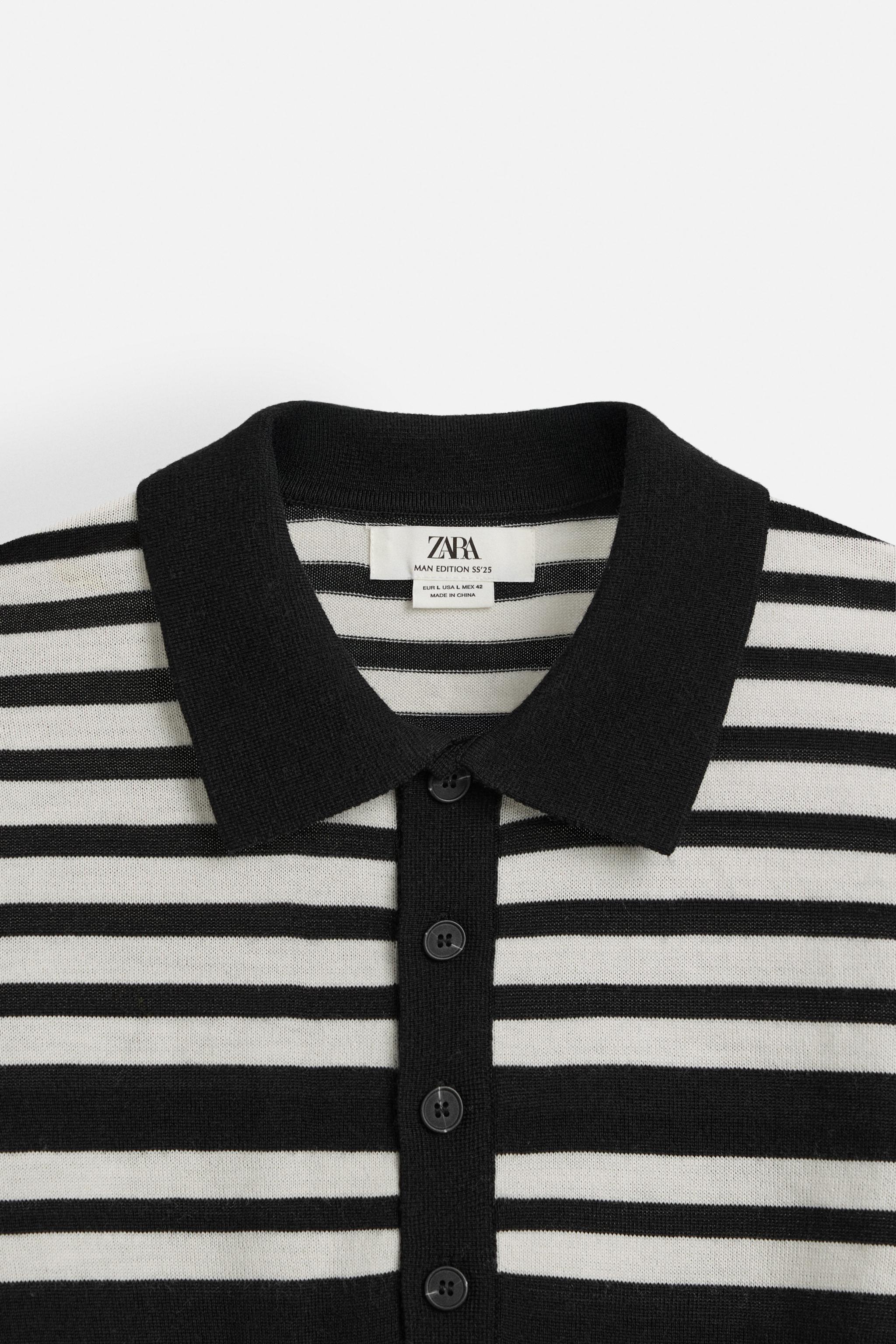 LIMITED EDITION STRIPED KNIT POLO - Black | ZARA United States