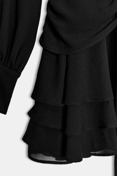 ROBE COURTE FLUIDE À VOLANTS - Noir de Zara - Image 6