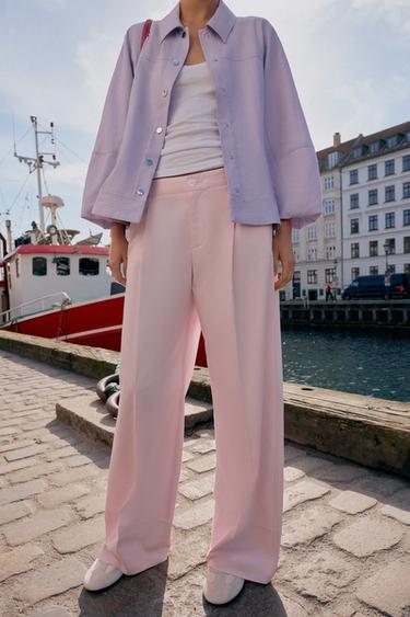 CHINO TROUSERS WITH DARTS - Pink by Zara - Image 1