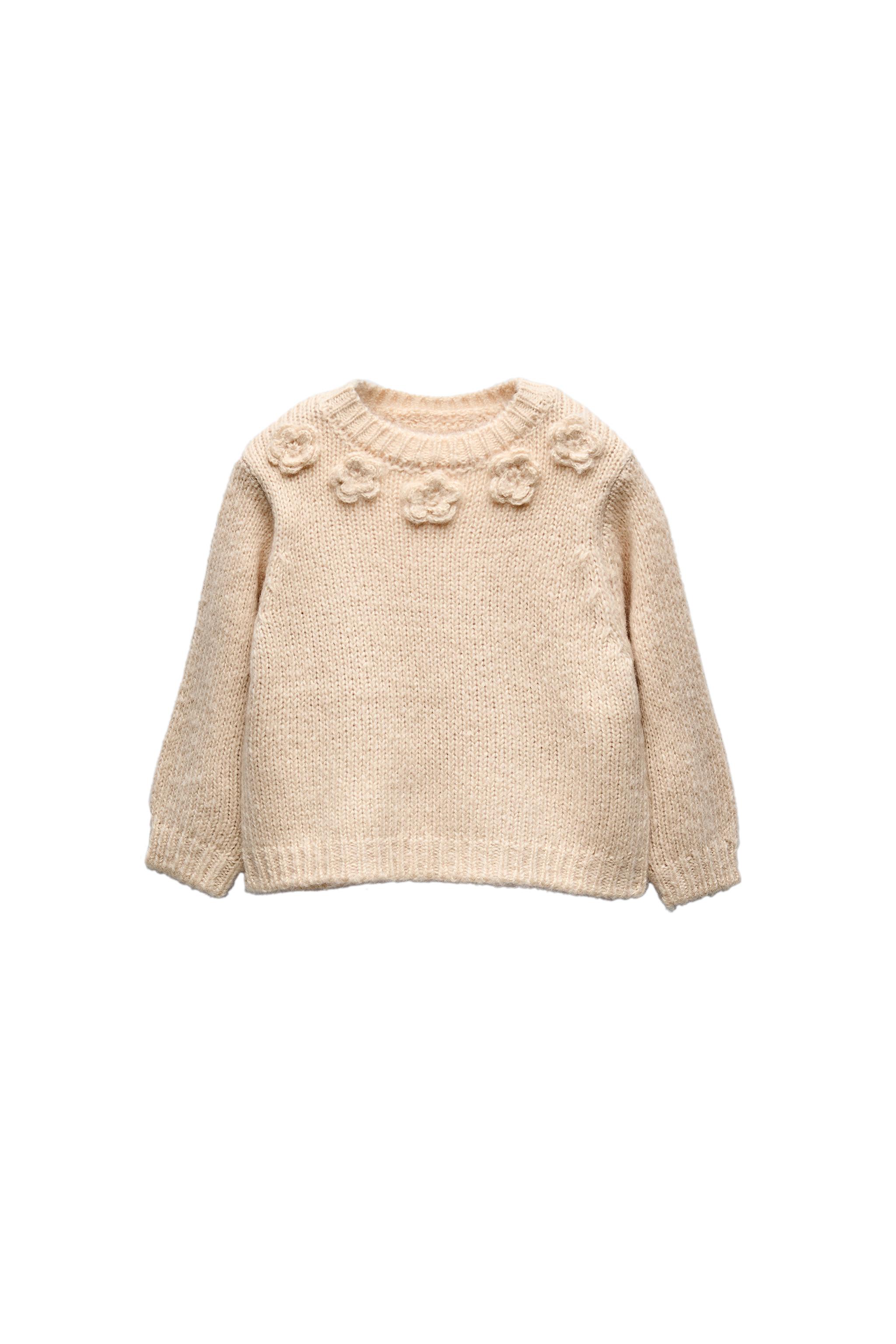 Zara Baby Girl Floral buy Crochet Knit sweater 3-4