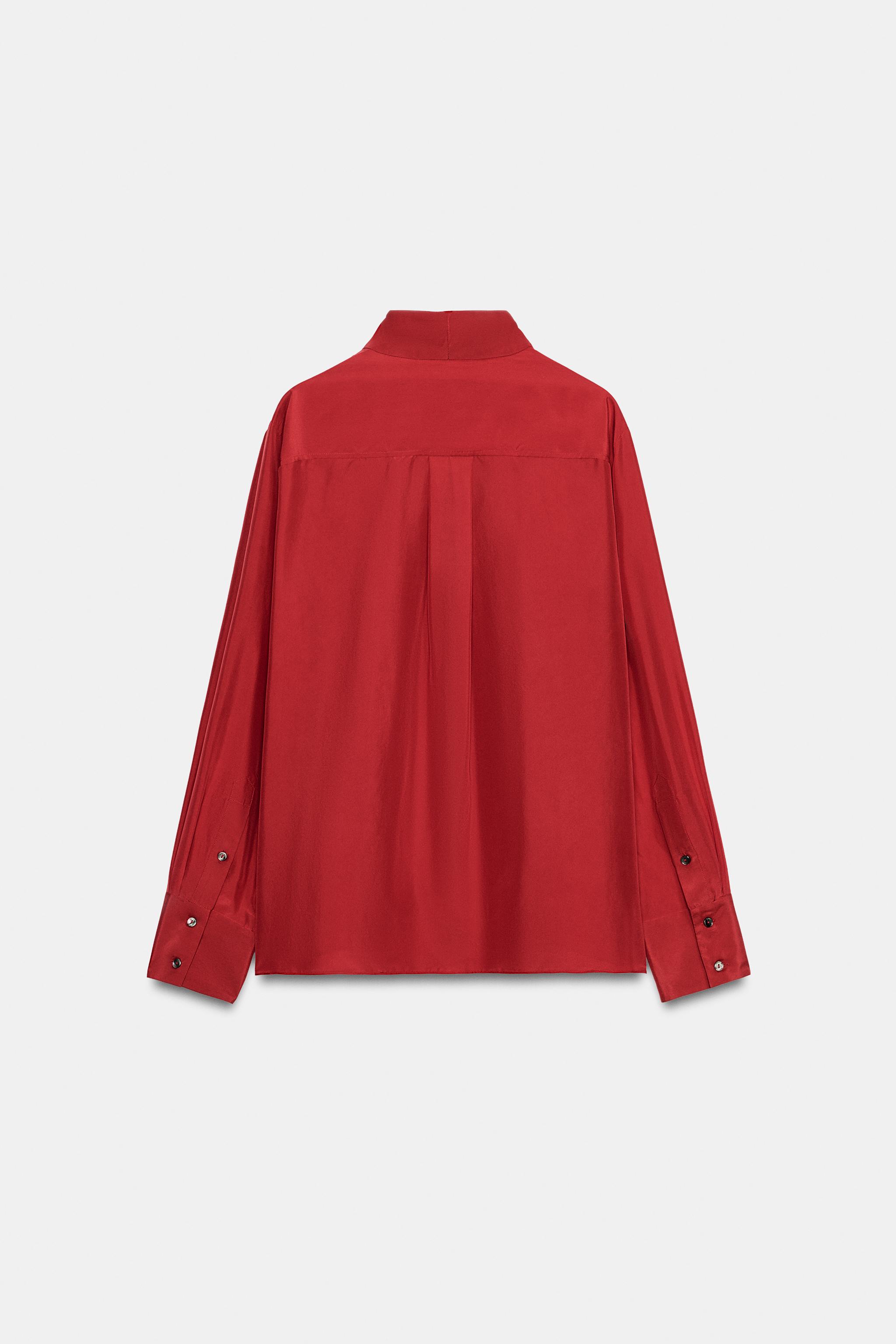 100% SILK ZW COLLECTION SHIRT — Red