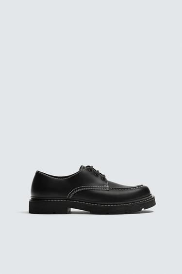 ZAPATO PIEL PESPUNTES - Negro de Zara