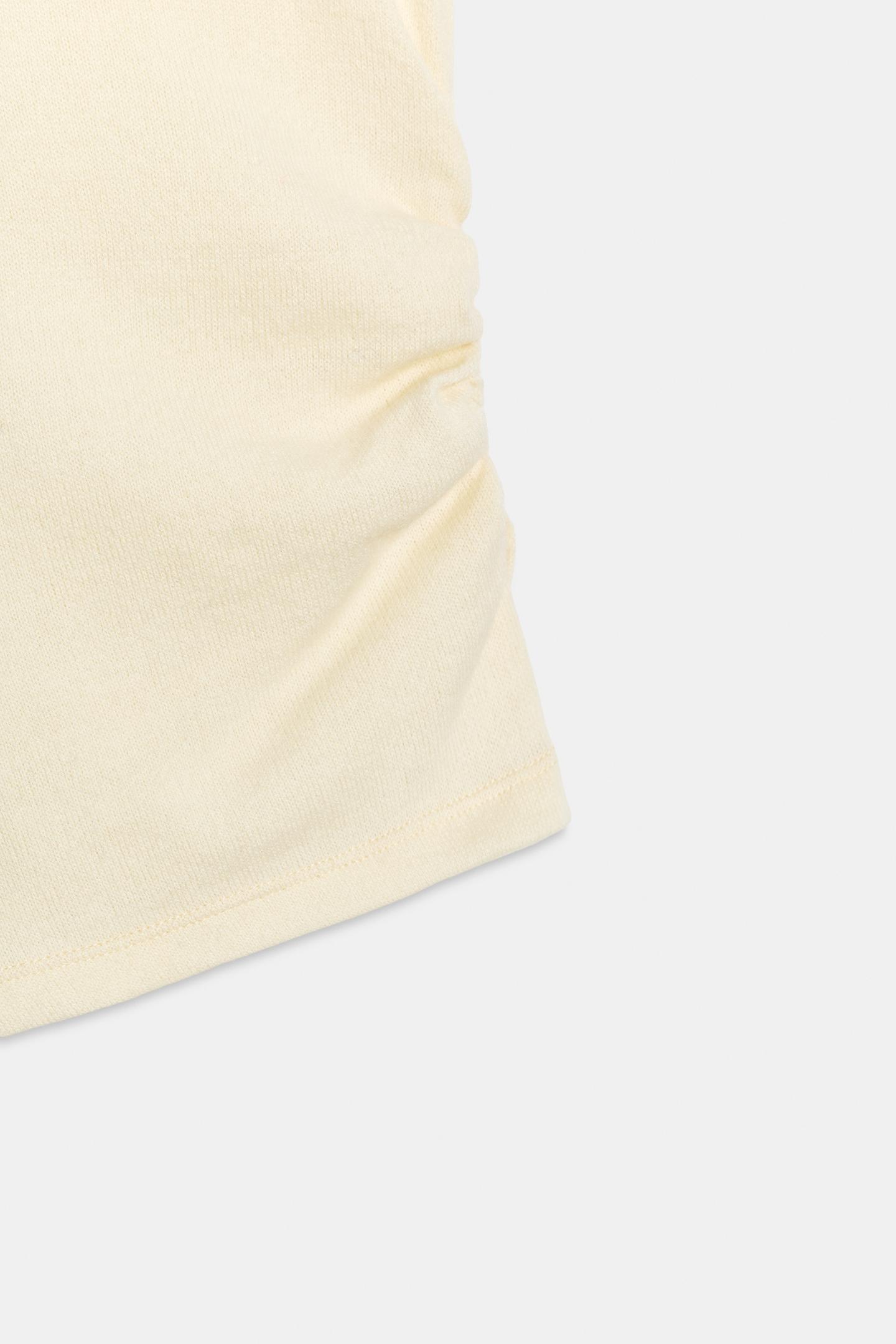 Женская футболка Zara Ruched Mock Neck, цвет: Экрю — фото 7