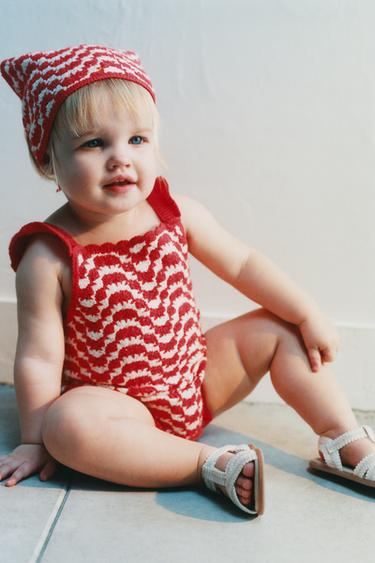 КОМБИНЕЗОН ИЗ КРУЖЕВА КРОШЕ — Цвет небеленого полотна/Красный от Zara