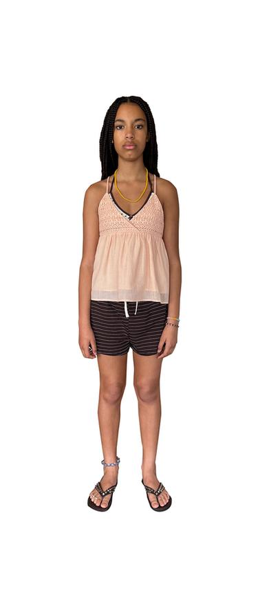 FLOWING TOP WITH CROCHET - Light orange by Zara