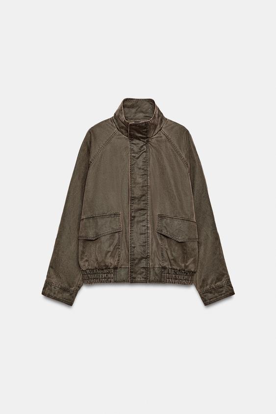 Zara 混棉口袋外套 - 深棕黃色 - 圖片 0