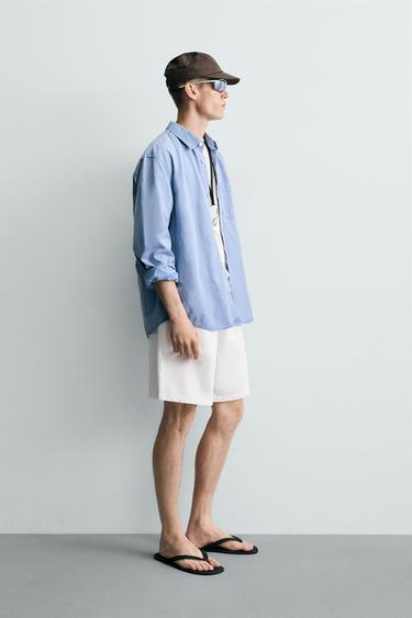 SHORT DE JOGGING BASIQUE DÉLAVÉ - Blanc de Zara - Image 3