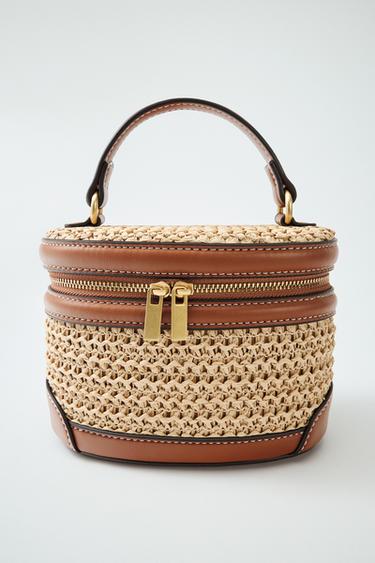 Zara WOVEN VANITY BAG - Light beige