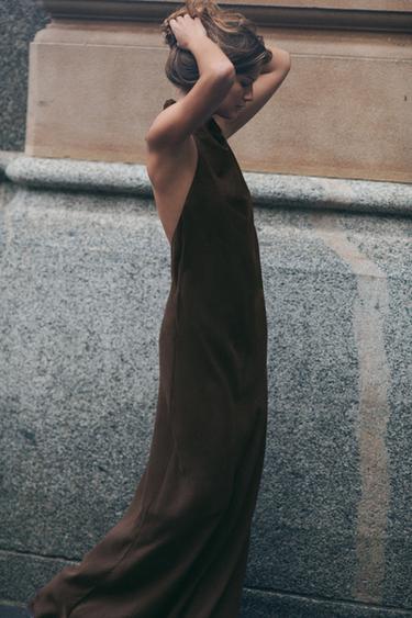 ROBE HALTER FLUIDE - Chocolat de Zara - Image 2