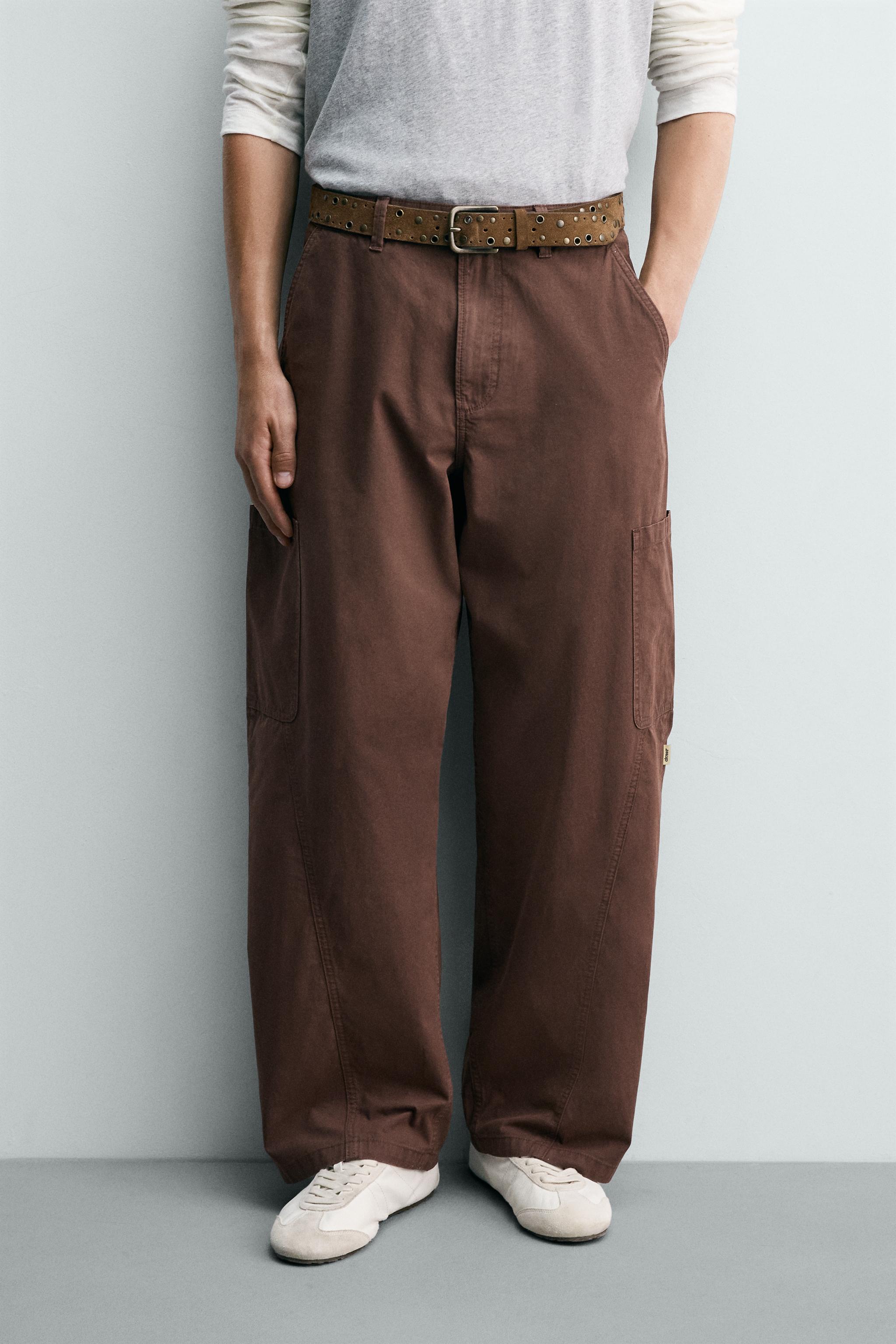 BALLOON FIT CARGO PANTS WITH SEAMS — Brown (alternate view)