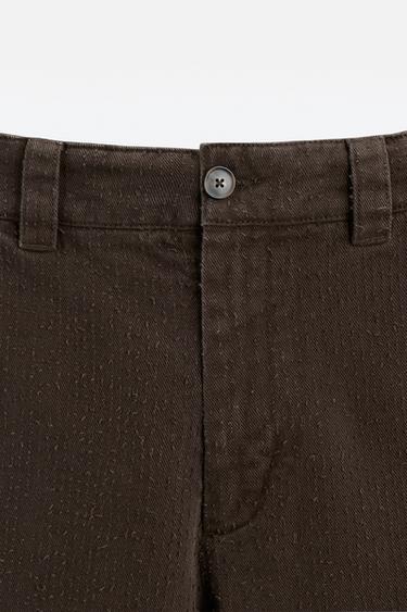 TEXTURED STRAIGHT-LEG TROUSERS - Chocolate by Zara - Image 7