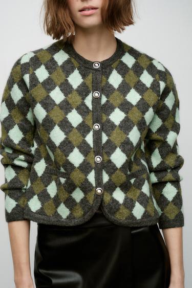 CHAQUETA PUNTO JACQUARD ROMBOS - Multicolor de Zara