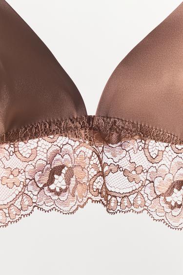 BRALETTE AVEC POLYAMIDE ET DENTELLE - rose poudré de Zara - Image 4